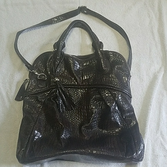 Large L.Credi Alligator Texture Purse Tote LCpurs2 - Picture 2 of 9